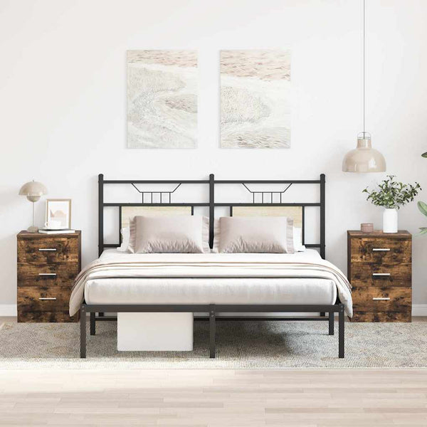 vidaXL Nightstands 2 pcs Smoked Oak 38x35x56 cm Engineered Wood