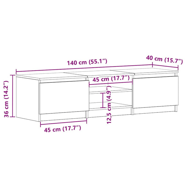 vidaXL TV Cabinet Brown Oak Look 140x40x35.5 cm Engineered Wood