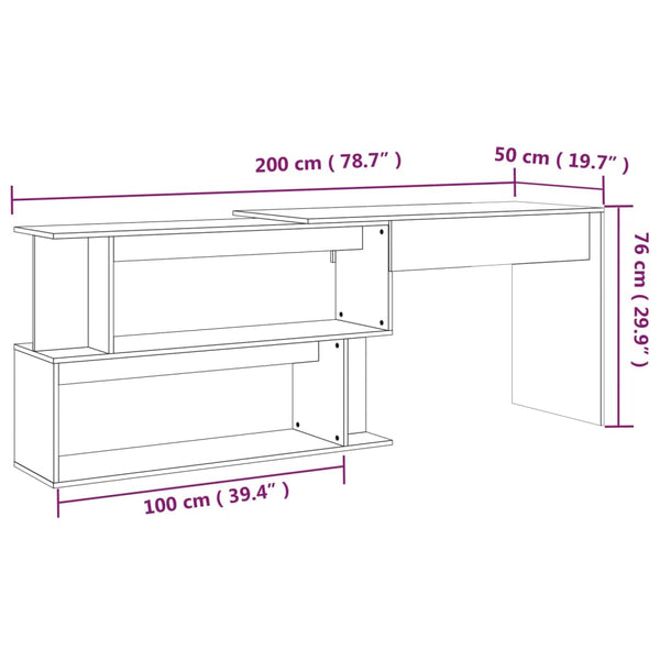 Eckschreibtisch Grau Sonoma 200 cm