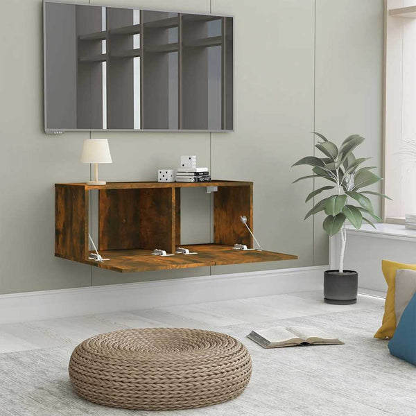 vidaXL TV Cabinet Smoked Oak 80x30x30 cm Engineered Wood