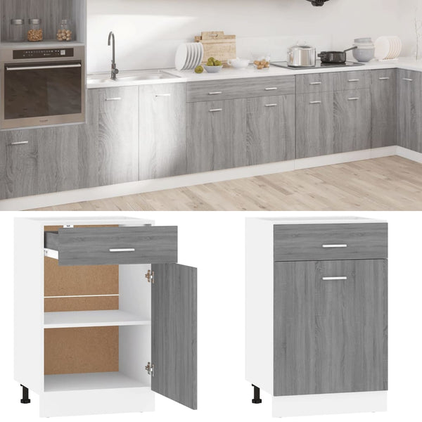 vidaXL Base Cabinet with Drawer Lyon Sonoma Gray 50x46x81.5 cm