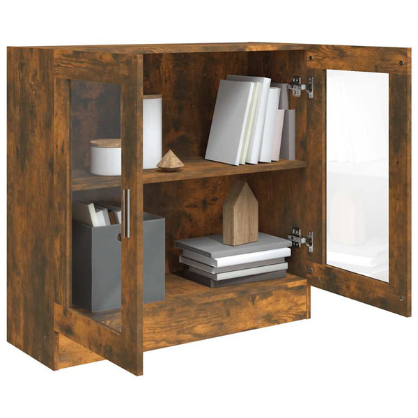 vidaXL Display Cabinet Smoked Oak 82.5x30.5x80 cm Engineered Wood