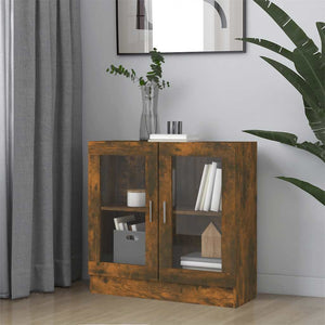 vidaXL Display Cabinet Smoked Oak 82.5x30.5x80 cm Engineered Wood