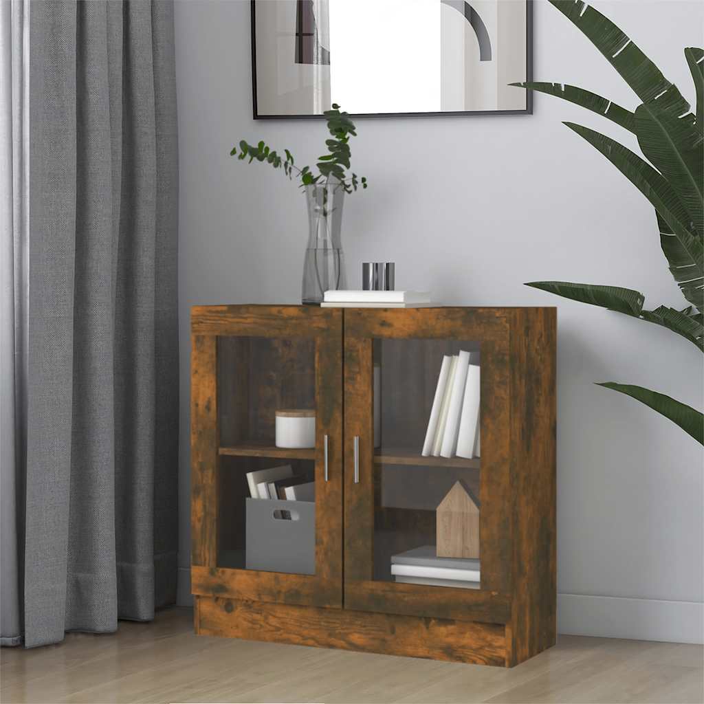vidaXL Display Cabinet Smoked Oak 82.5x30.5x80 cm Engineered Wood