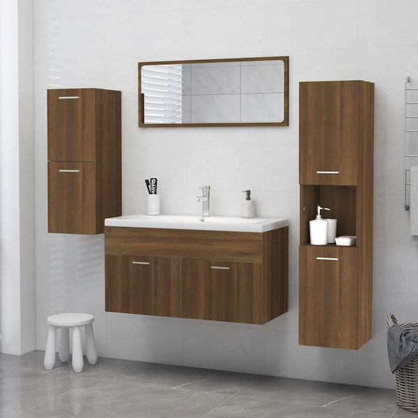 vidaXL Bathroom Cabinet Brown Oak Effect 30x30x130 cm Engineered Wood