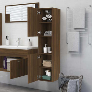 vidaXL Bathroom Cabinet Brown Oak Effect 30x30x130 cm Engineered Wood