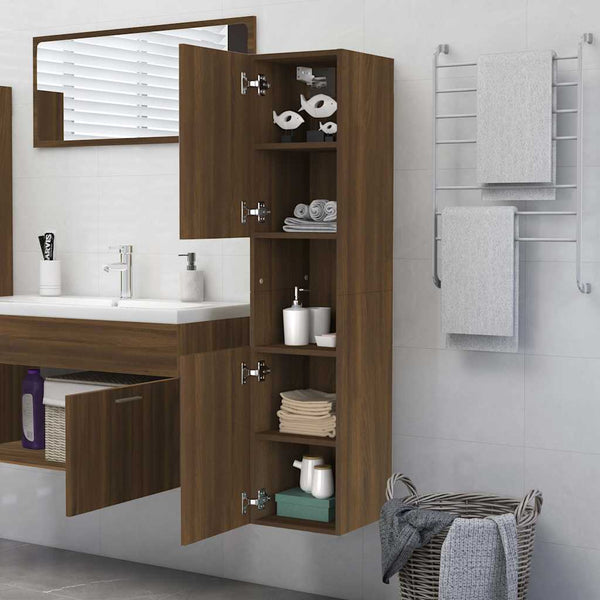 vidaXL Bathroom Cabinet Brown Oak Effect 30x30x130 cm Engineered Wood