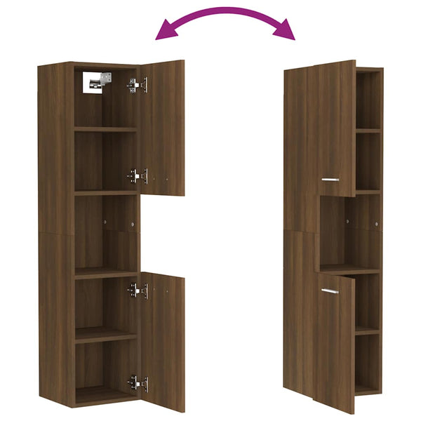 vidaXL Bathroom Cabinet Brown Oak Effect 30x30x130 cm Engineered Wood
