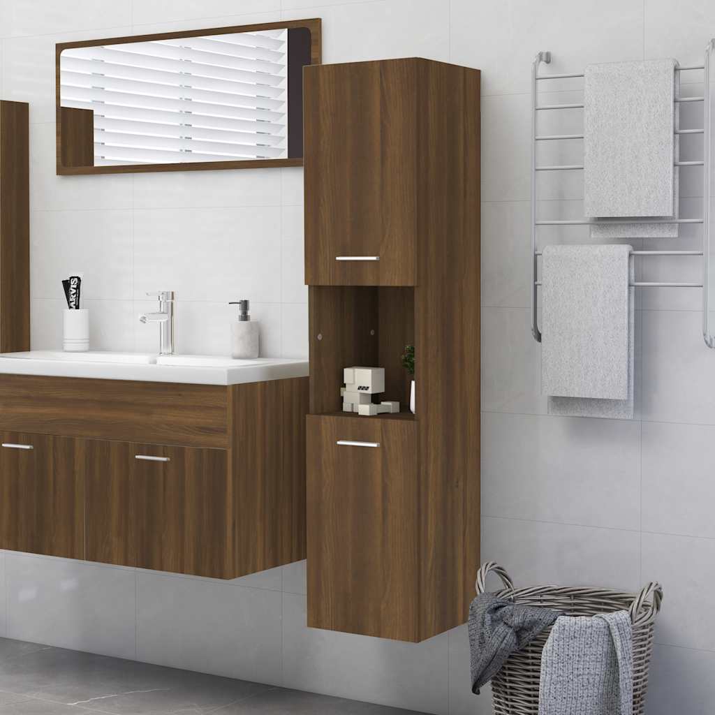 vidaXL Bathroom Cabinet Brown Oak Effect 30x30x130 cm Engineered Wood