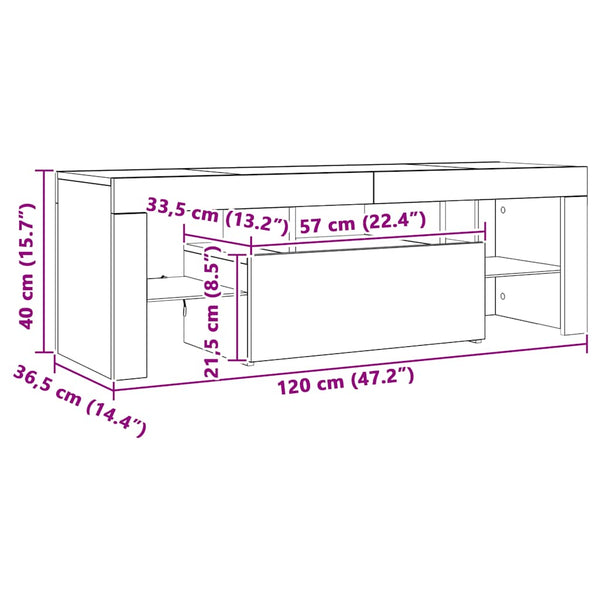 TV-Schrank mit LED Räuchereiche 120 cm