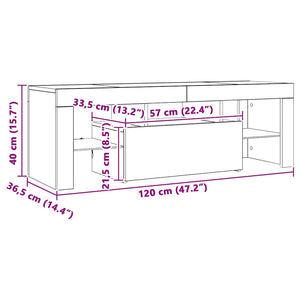 TV-Schrank mit LED Braun Eichen-Optik 120cm