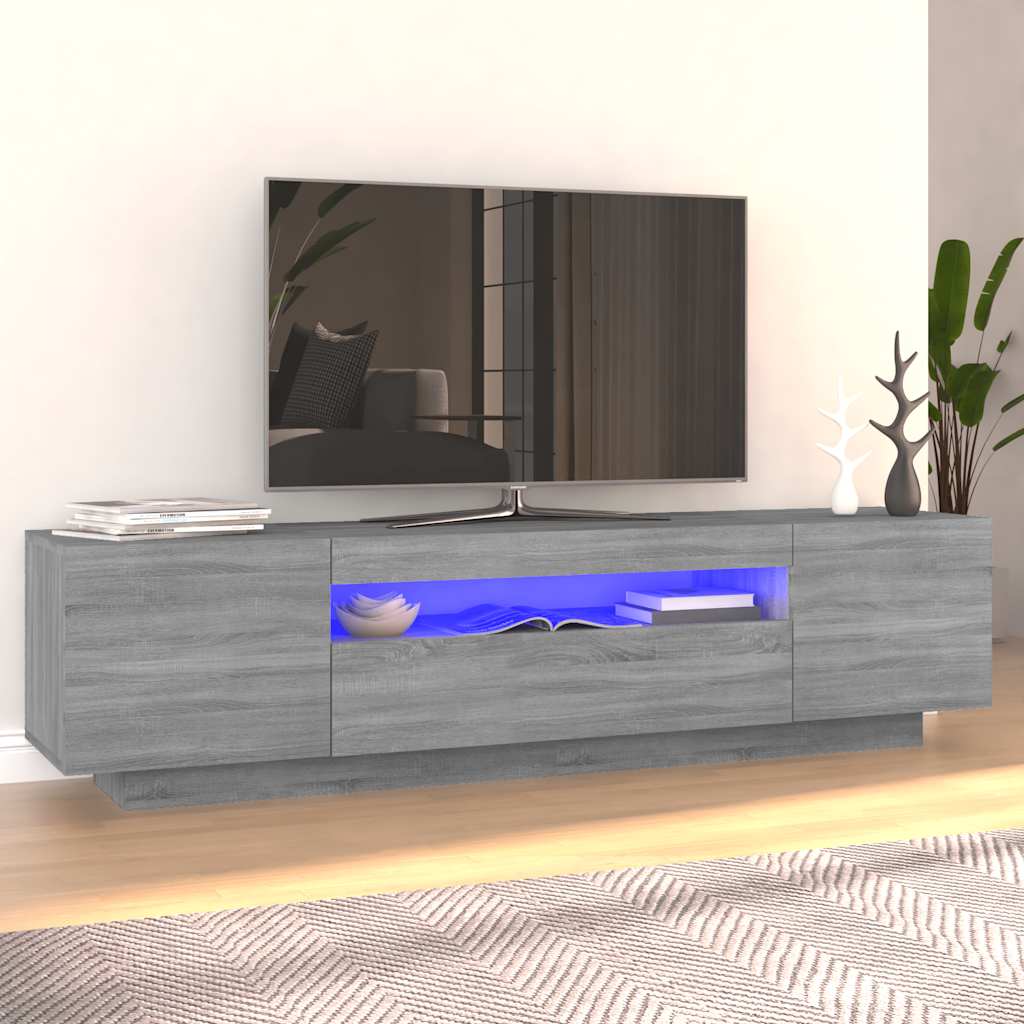 TV-Schrank mit LED Grau Sonoma 160 cm