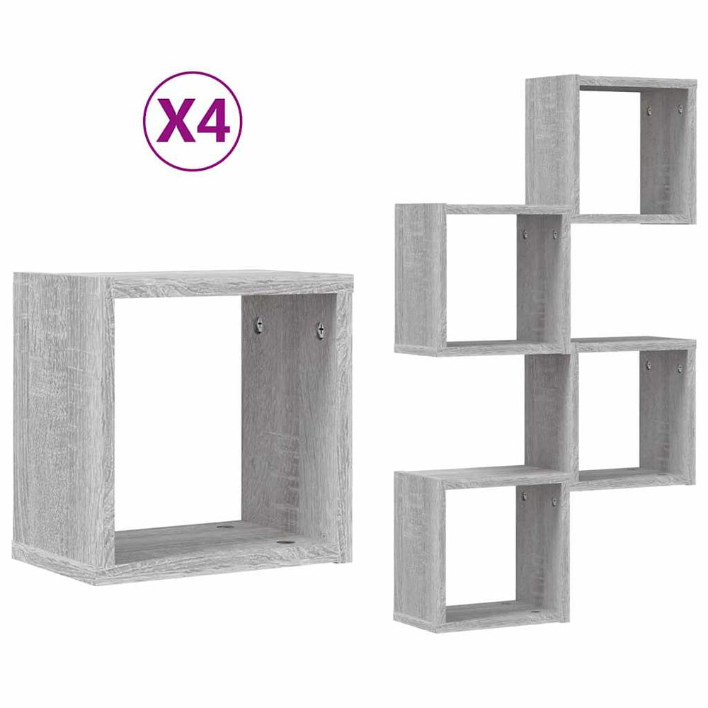 vidaXL Wall Shelves 4 pcs Gray Sonoma 26 x 15 x 26 cm Engineered Wood