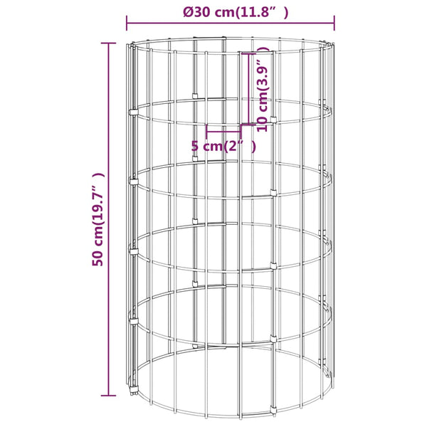 vidaXL Gabion Column Round Galvanized Steel Ø30x50 cm