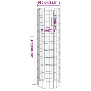 vidaXL Round Gabion Column Galvanized Steel Ø30x100 cm