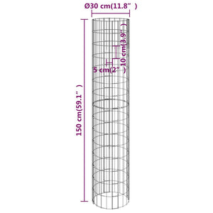 vidaXL Round Gabion Column Galvanized Steel Ø30x150 cm
