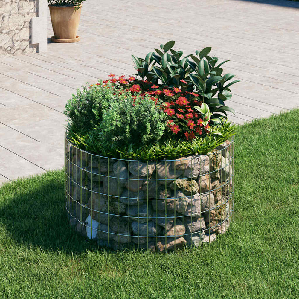 vidaXL Round Gabion Column Galvanized Steel Ø100x50 cm