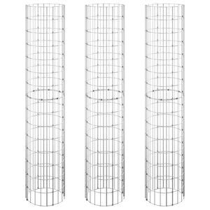 vidaXL Gabion Raised Garden Beds 3 pcs. Round Galvanized Steel Ø30x150 cm