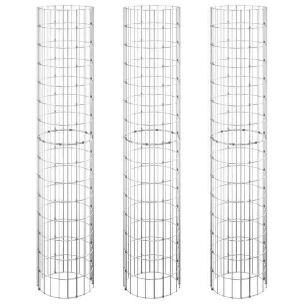 vidaXL Gabion Raised Garden Beds 3 pcs. Round Galvanized Steel Ø30x150 cm