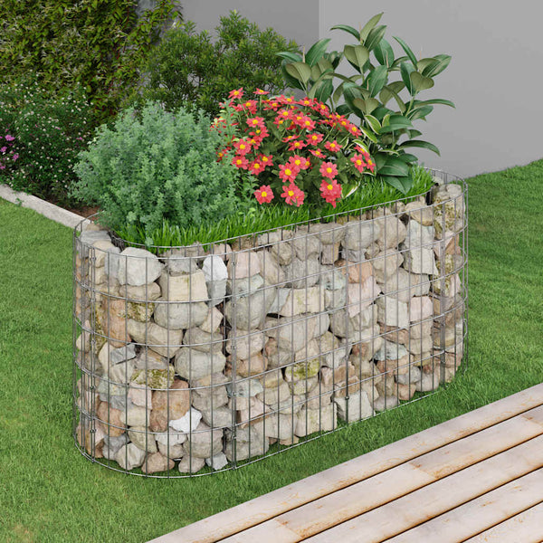 vidaXL Galvanized Iron Gabion Raised Garden Bed 120x50x50 cm
