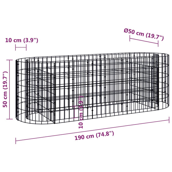 vidaXL Gabion Raised Garden Bed Galvanised Iron 190x50x50 cm