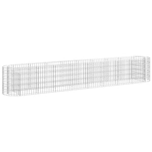 vidaXL Galvanized Iron Raised Gabion Planter 330x50x50 cm