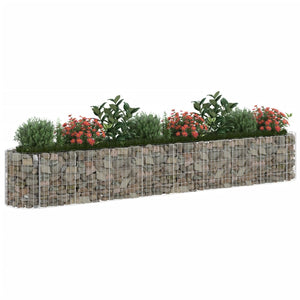 vidaXL Galvanized Iron Raised Gabion Planter 330x50x50 cm