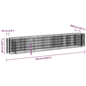 vidaXL Galvanized Iron Raised Gabion Planter 330x50x50 cm