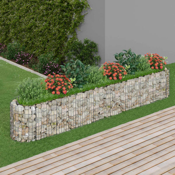 vidaXL Galvanized Iron Raised Gabion Planter 330x50x50 cm