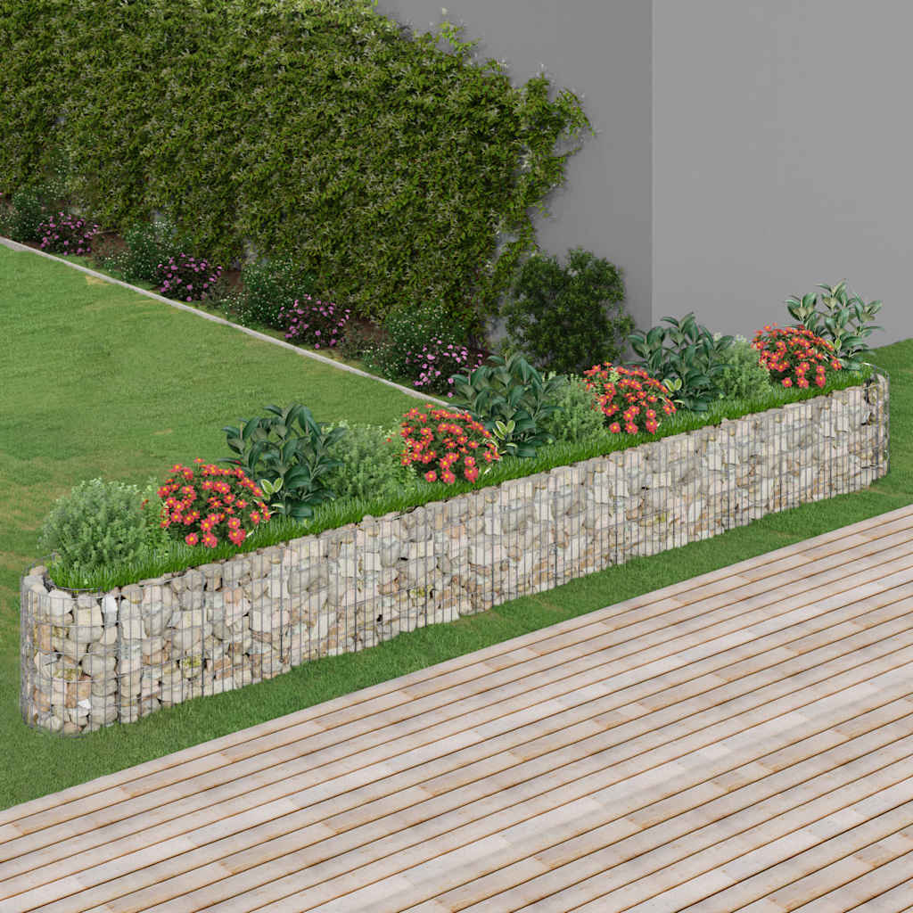 vidaXL Galvanized Iron Raised Gabion Planter 470x50x50 cm