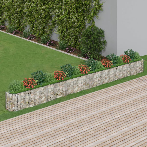 vidaXL Raised Gabion Planter Galvanized Iron 610x50x50 cm