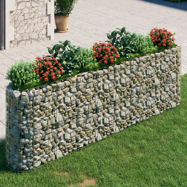 vidaXL Galvanized Iron Raised Garden Bed Gabion 330x50x100 cm