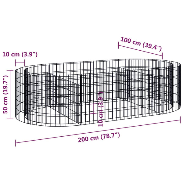 vidaXL Galvanized Iron Gabion Raised Garden Bed 200x100x50 cm