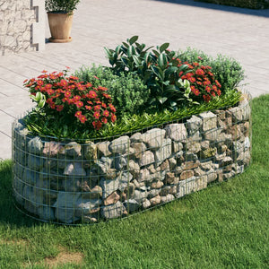 vidaXL Galvanized Iron Gabion Raised Garden Bed 200x100x50 cm