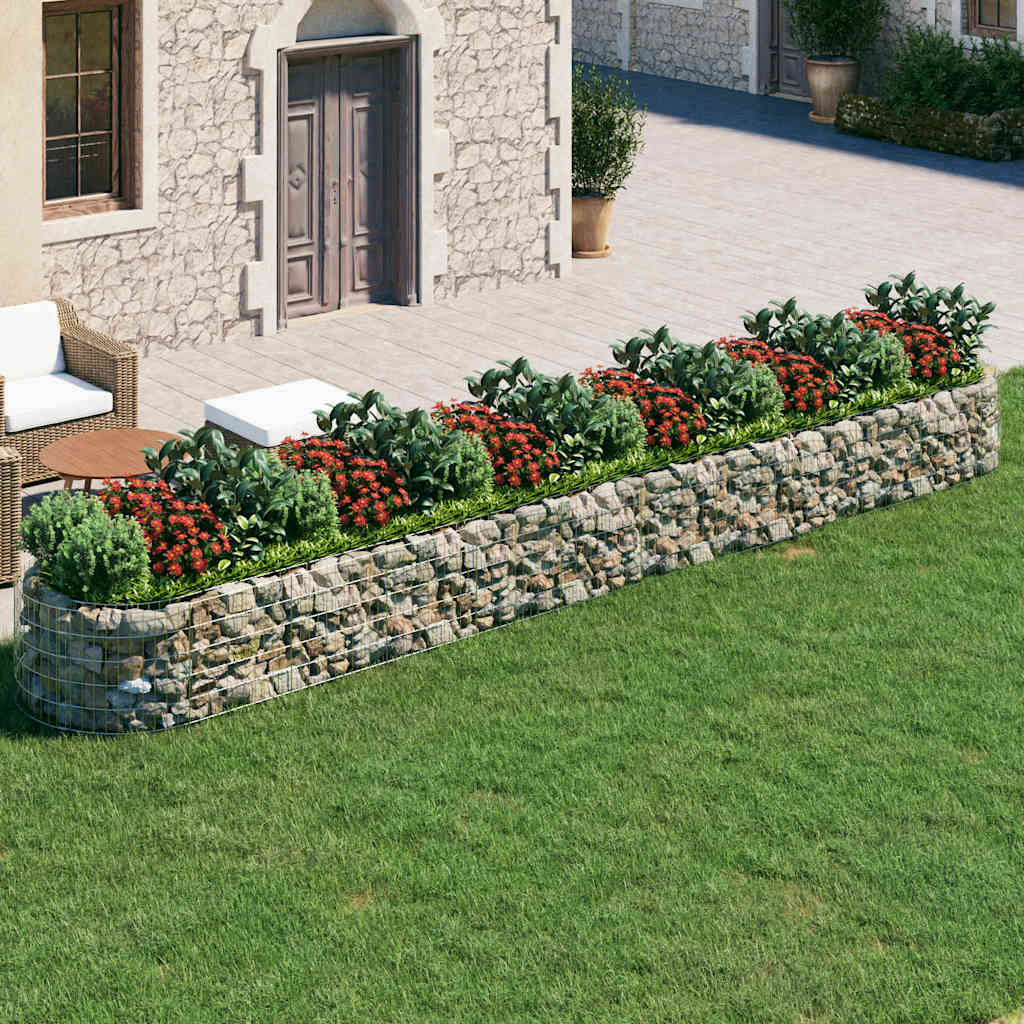 vidaXL Galvanized Iron Raised Garden Bed Gabion 600x100x50 cm