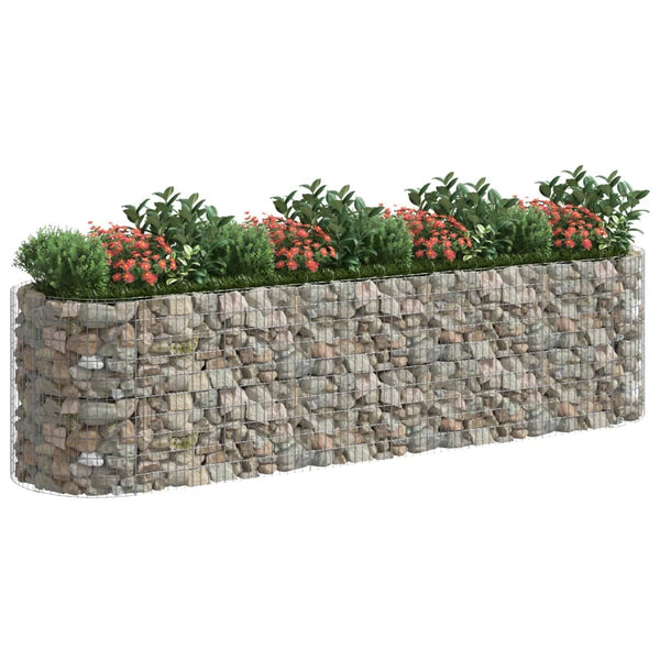 vidaXL Galvanized Iron Raised Gabion Planter 400x100x100 cm