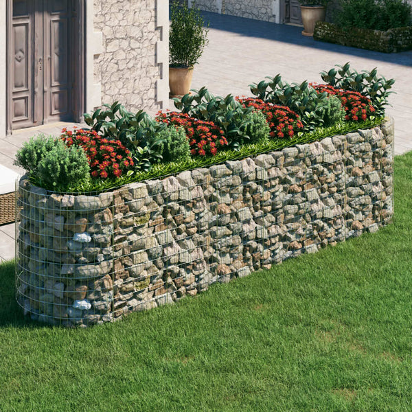 vidaXL Galvanized Iron Raised Gabion Planter 400x100x100 cm