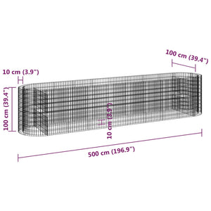 vidaXL Galvanized Iron Gabion Raised Garden Bed 500x100x100 cm