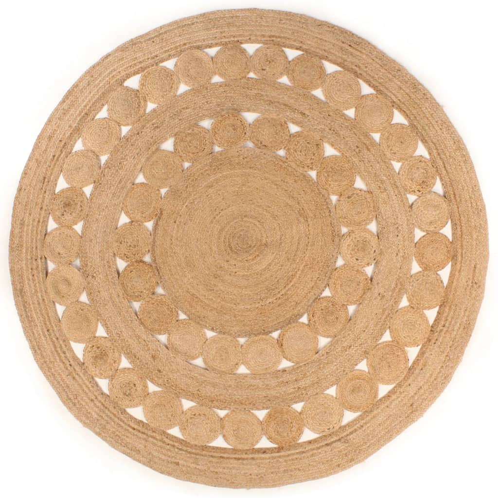 Jute Teppich Geflochten Rund, 210 cm