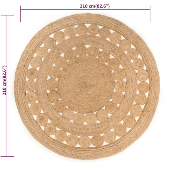 Jute Teppich Geflochten Rund, 210 cm
