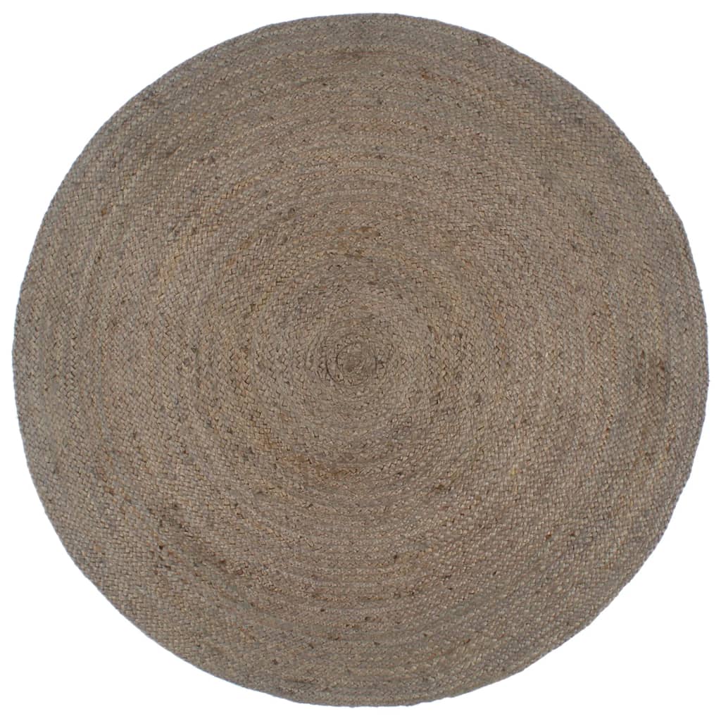 Handgefertigter Jute Teppich Rund Grau 210 cm