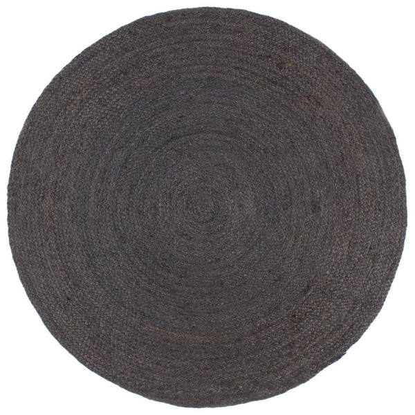 Handgefertigter Jute Teppich Rund Dunkelgrau 180cm