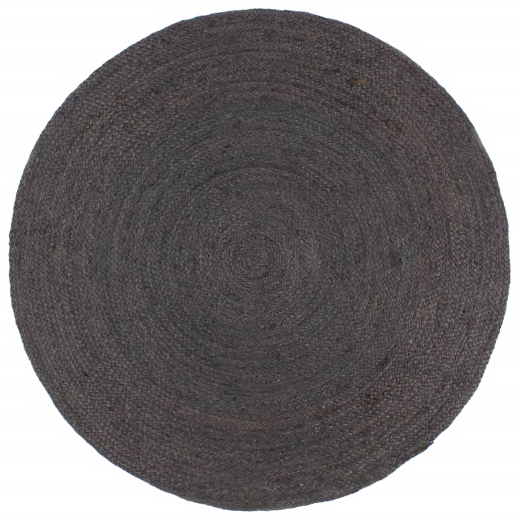 Handgefertigter Jute Teppich Dunkelgrau 210cm