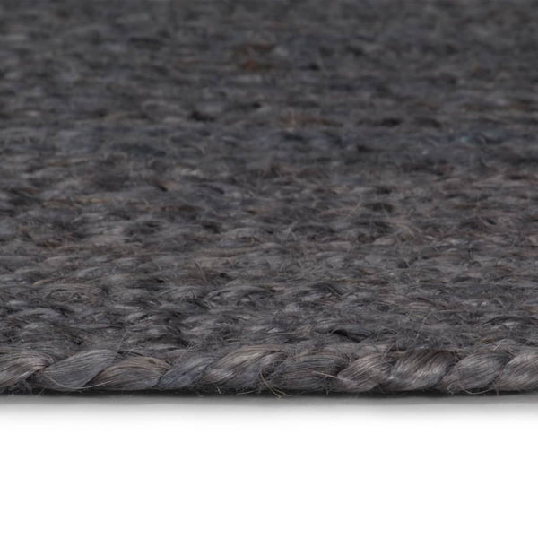 Handgefertigter Jute Teppich Dunkelgrau 210cm