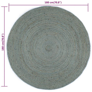 Handgefertigter Jute Teppich, Rund, Olivgrün, 180cm