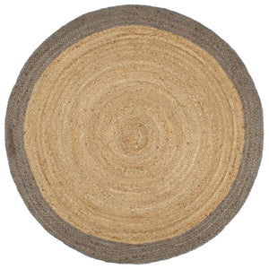 Handgefertigter Jute Teppich mit grauem Rand - 180 cm