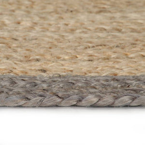Handgefertigter Jute Teppich mit grauem Rand - 180 cm