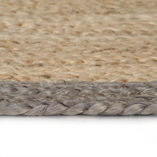 Handgefertigter Jute Teppich mit grauem Rand - 180 cm