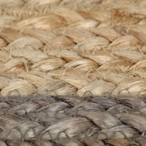 Handgefertigter Jute Teppich mit grauem Rand - 180 cm