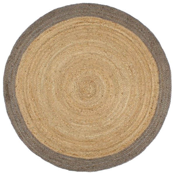 Handgefertigter Jute Teppich mit Grauem Rand 240cm